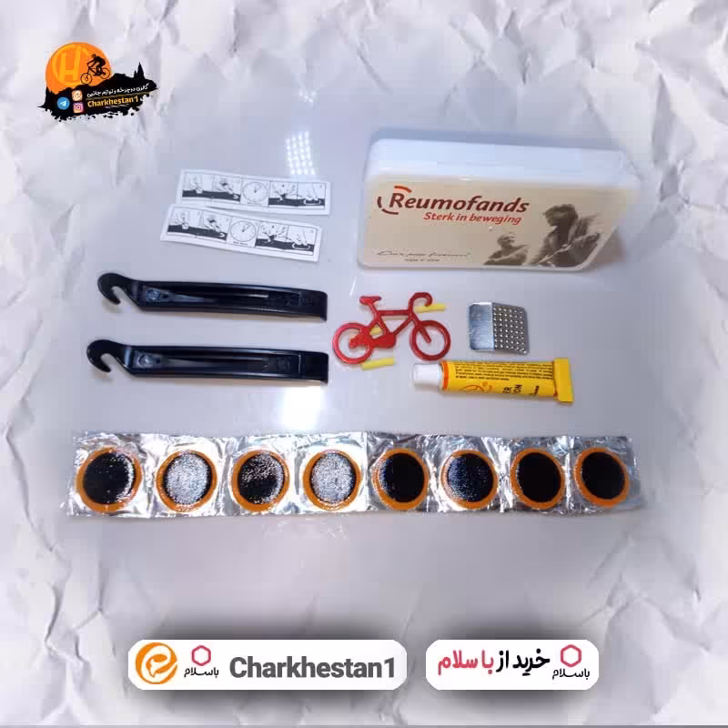 کیت پنچرگیری خارجی کامل شامل تالیور، سمباده، چسب مایع و وصله