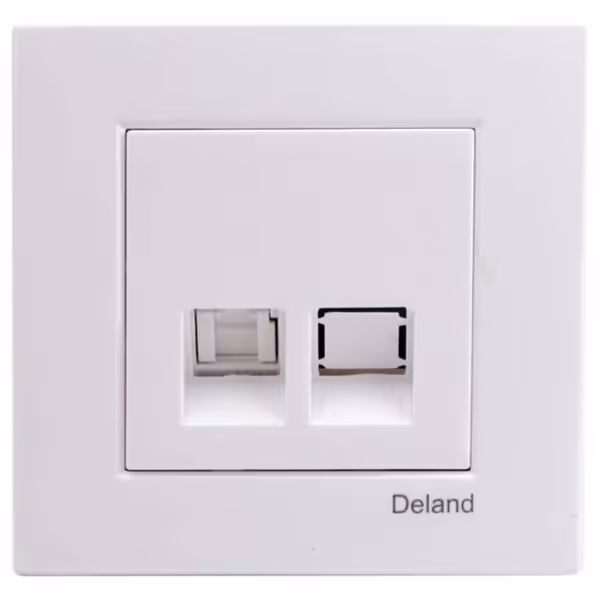 سوکت تلفن دو خط تو کار دلند مدل آسا سفید و ساده