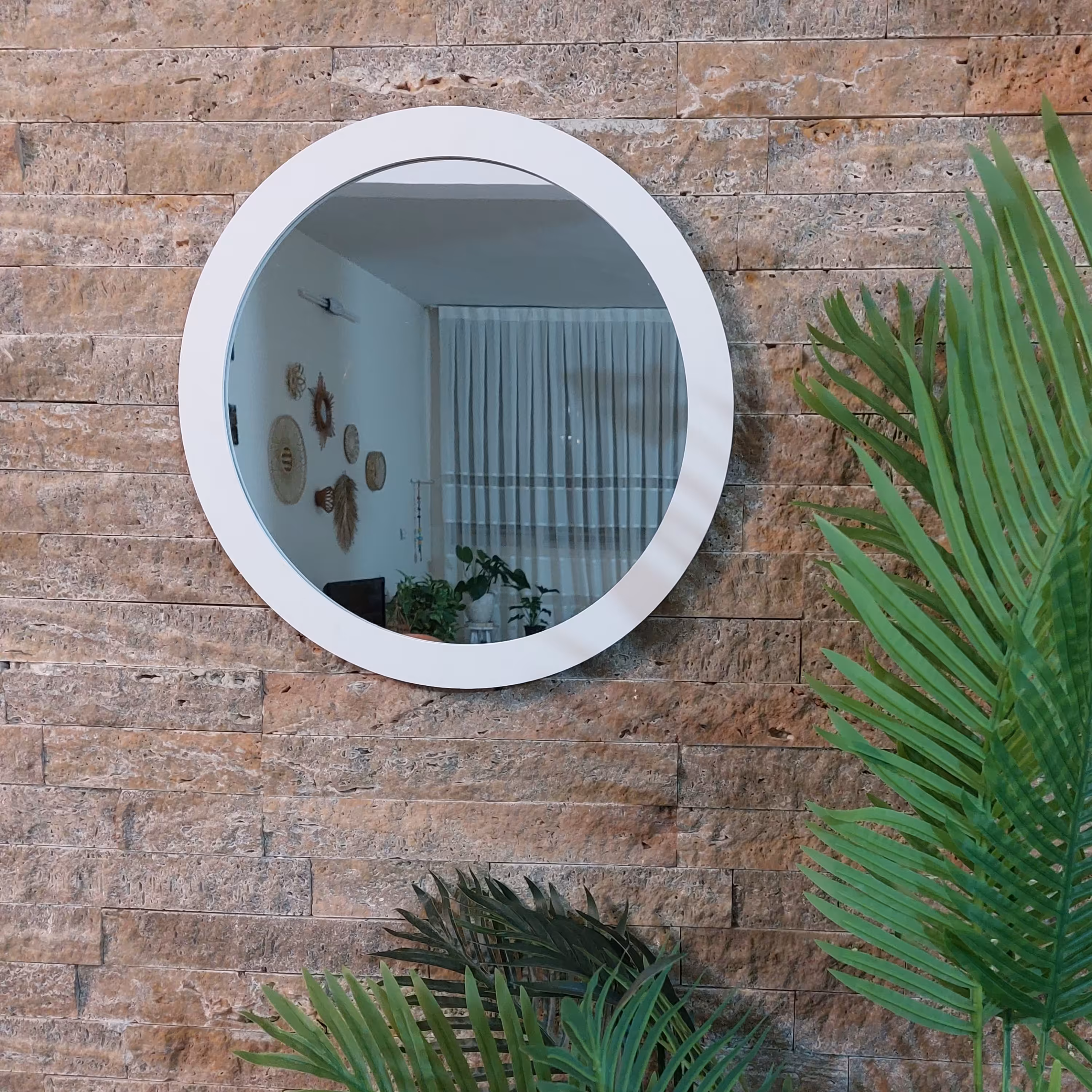 آینه گرد تکی خونه خاص سایز بزرگ رنگ سفید