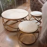 میز عسلی سه تیکه تمام استیل