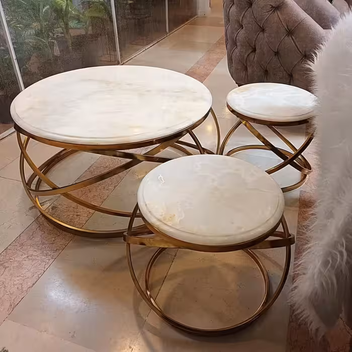 میز عسلی سه تیکه تمام استیل