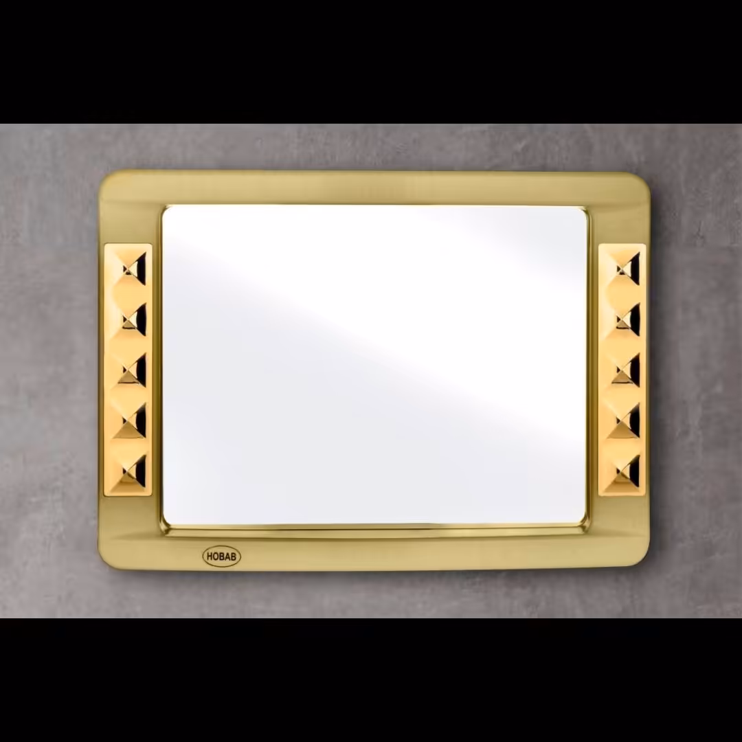 آیینه حباب سایز  52در42 مدل نسترن رنگ تمام طلایی