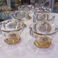 بستنی خوری طرح یخی 6 تایی گلدار  پایدار  درجه یک شفاف بلور نباتی 