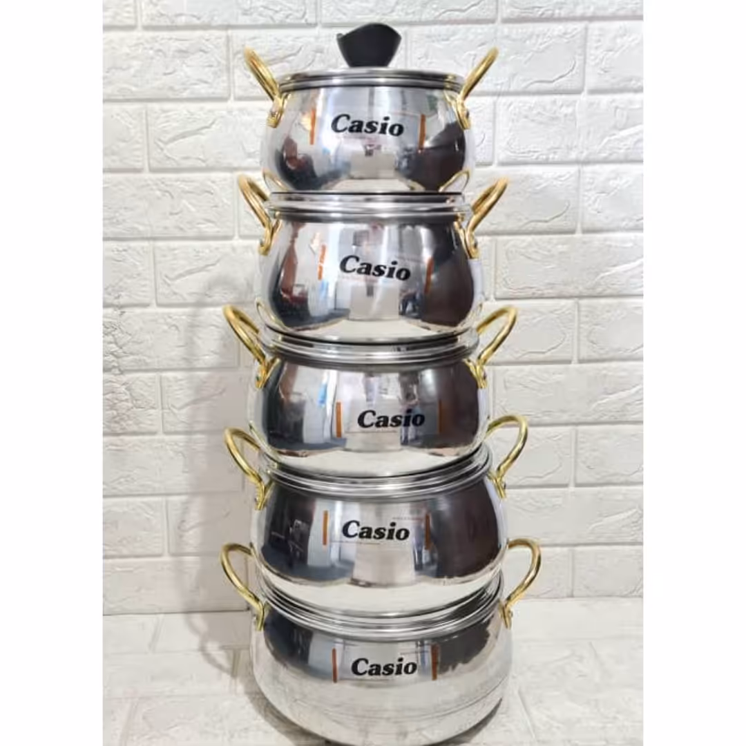 سرویس قابلمه روحی کاسیو براق 10 پارچه دسته طلایی