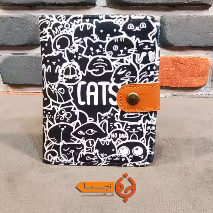 کیف پول کتی دکمه دار  طرح  گربه DCD22 