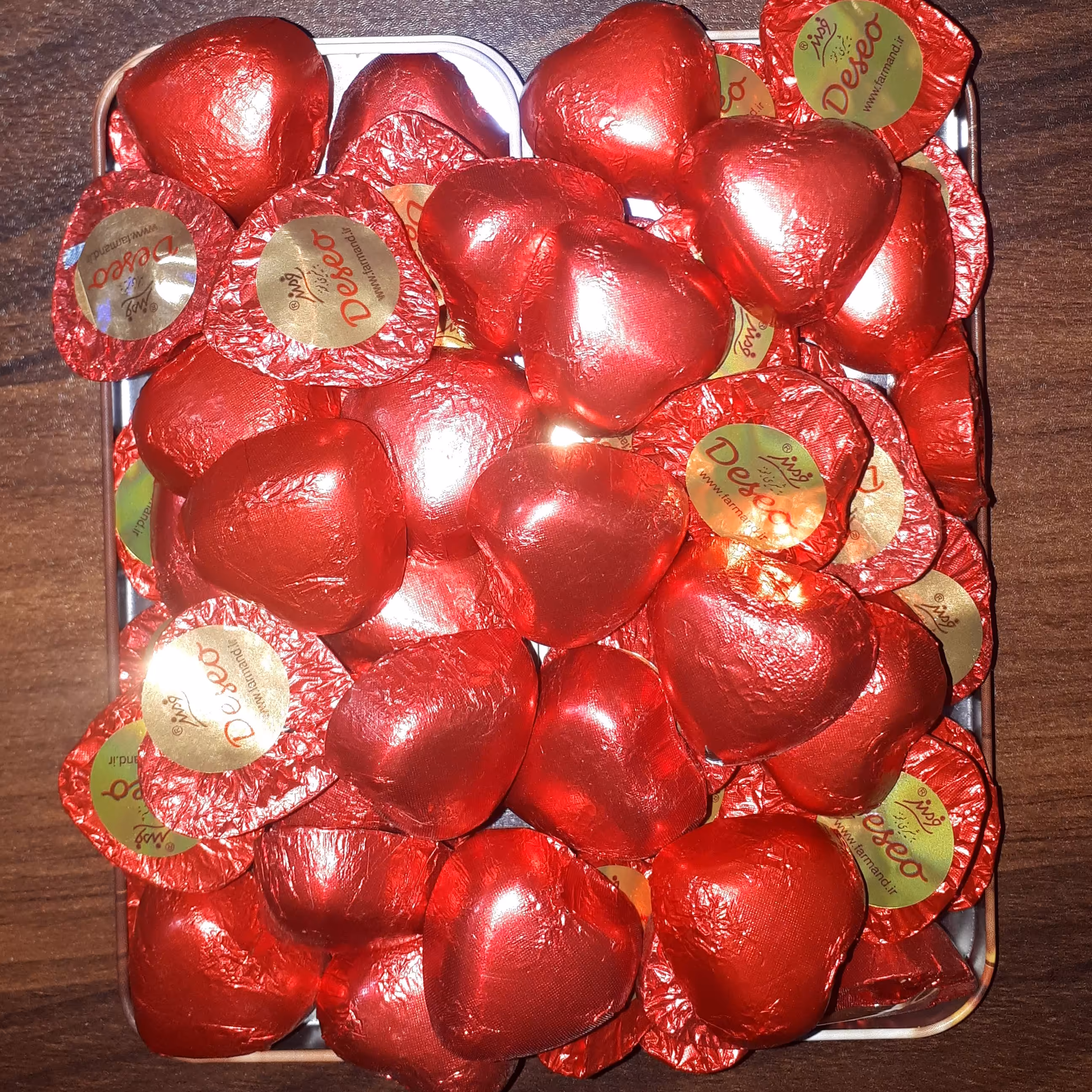 شکلات کاکائو قلبی قرمز با مغز ژله توت فرنگی فرمند (100 گرمی)