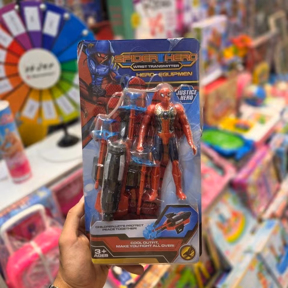 اسباب بازی دستکش اسپایدرمن همراه با آدمک تیر پرت کن مدل Spider Hero وارداتی 