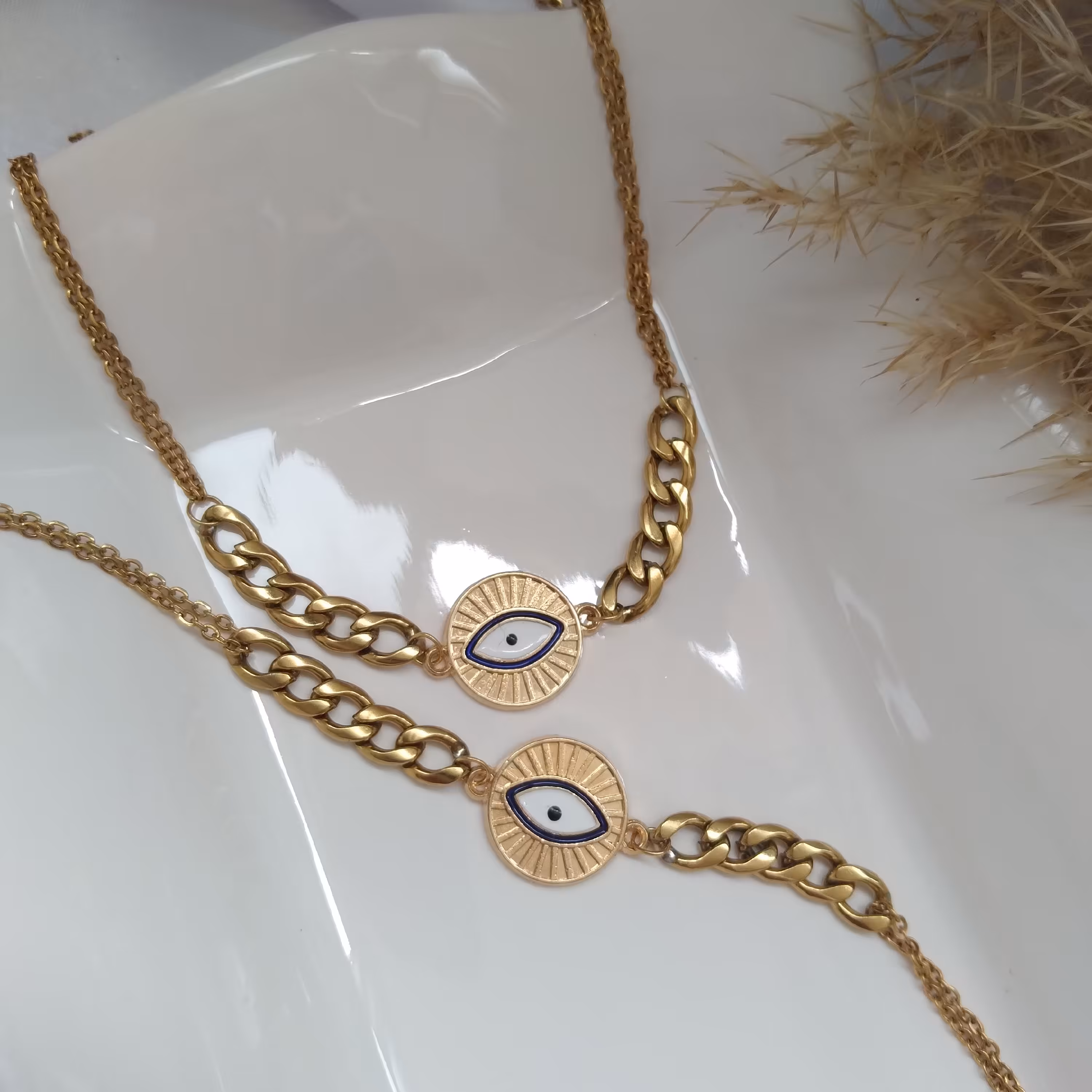 دستبند وگردنبند چشم نظر ،کارتیر استیل،قابایت تغییر سایز