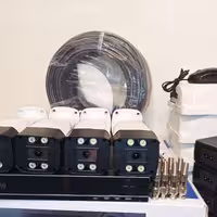 پک دوربین مدار بسته  4  تایی فول اچ دی کی ویو K-view دارای دوربین دستگاه فیش bnc آداپتور  کم باکس کابل 40 متر و هارد 