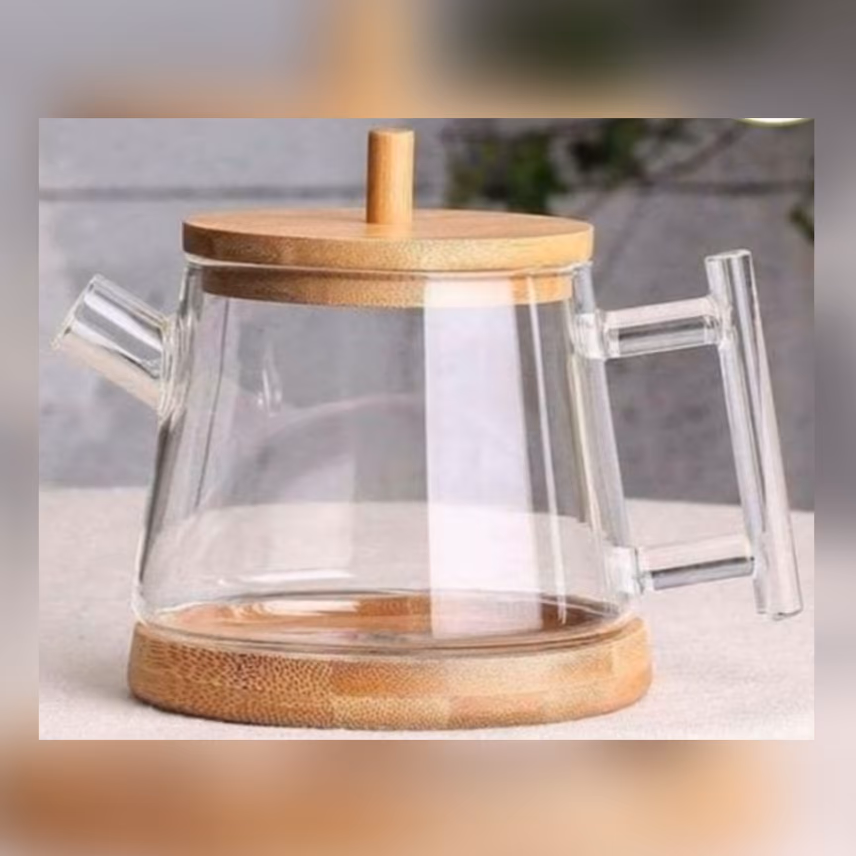 قوری پیرکس تک درب بامبو تایلندی بدون زیره صافی فنری حجم 500 میل شعله مستقیم