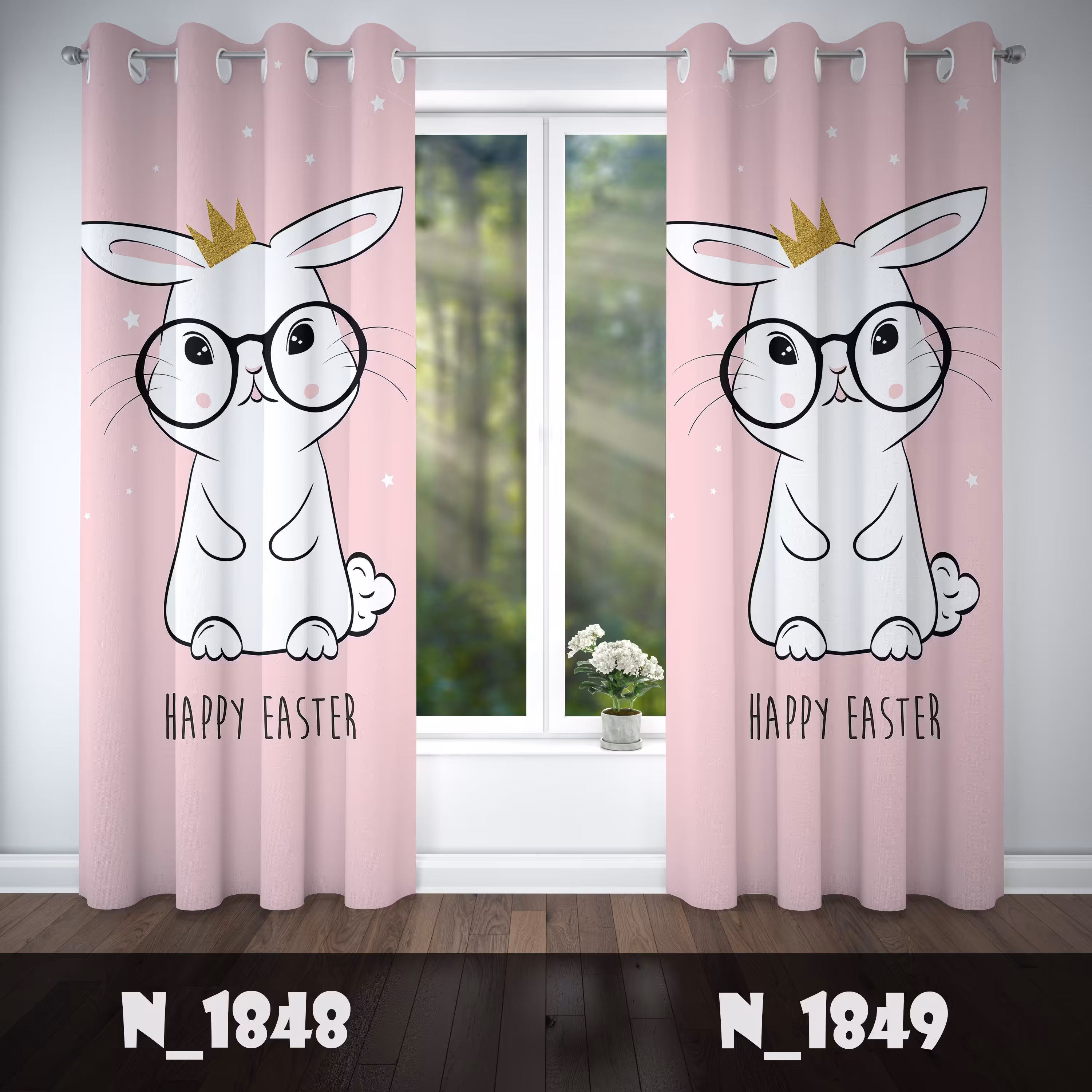 پرده پانچی هازان طرح خرگوش 