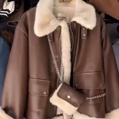 کاپشن چرم و خز شانگهای