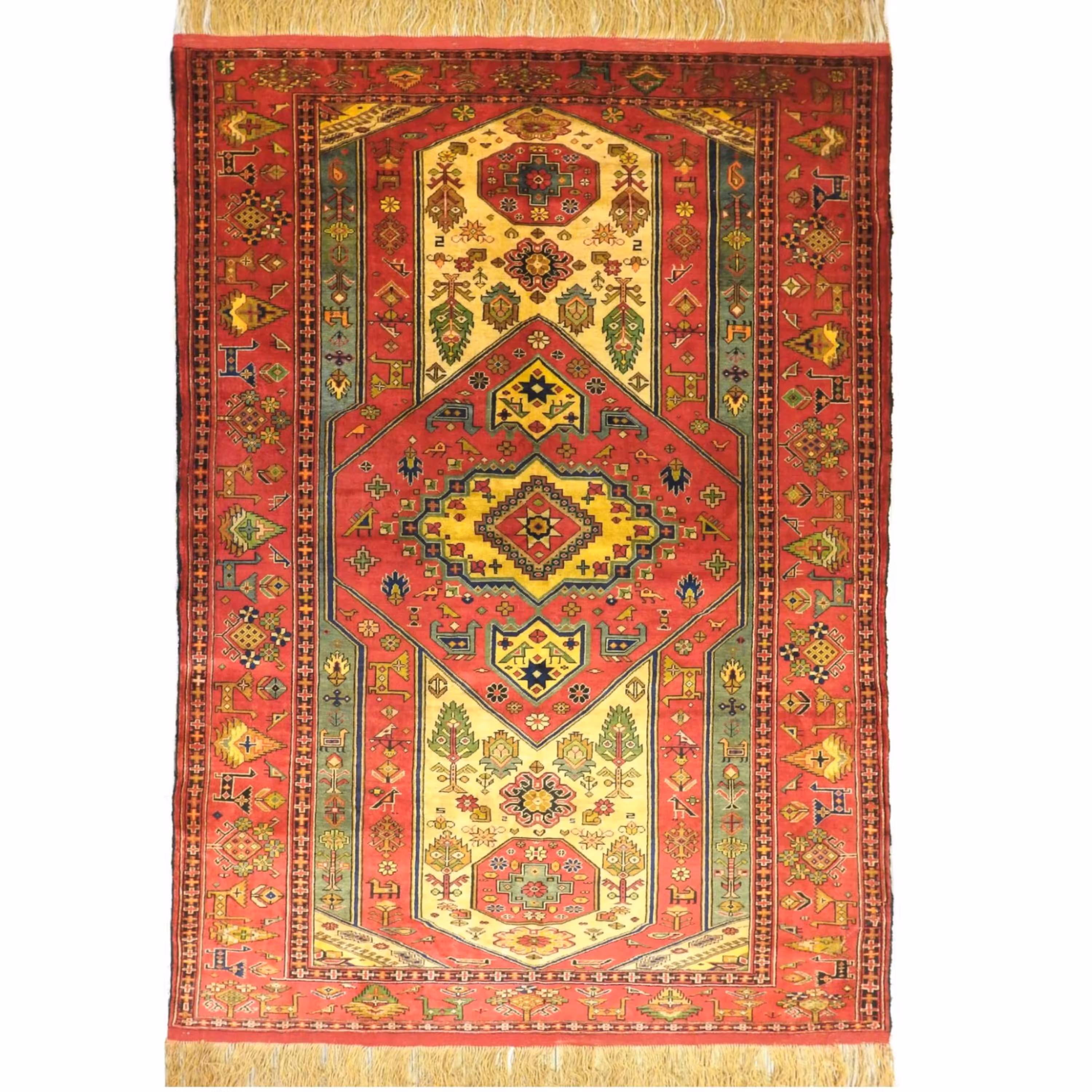 فرش دست بافت  یک رو تمام ابریشم117 - 175