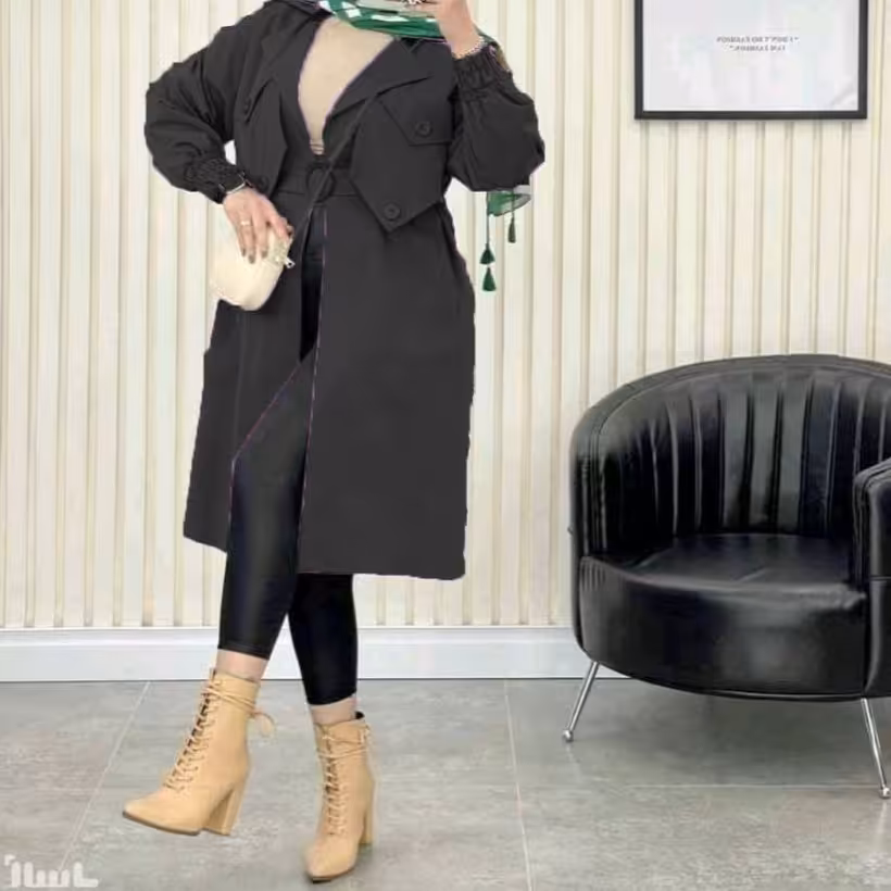 مانتو میکرو مانتو بلند مانتو پاییزه مانتو کمربند دار