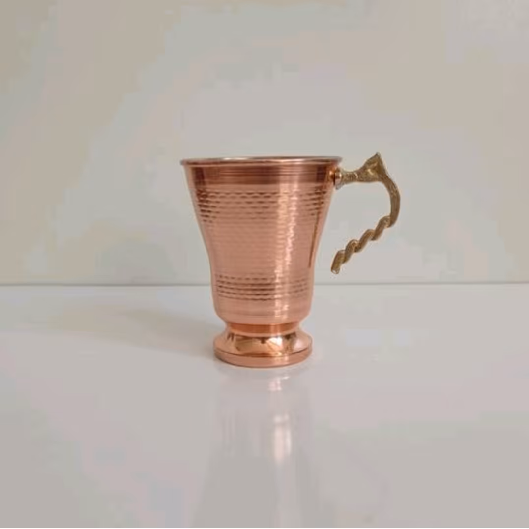 لیوان مسی ته پوش بزرگ دسته برنجی نانو شده