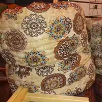 لحاف کرسی 4 در 4 پشم با پارچه نخ کتان