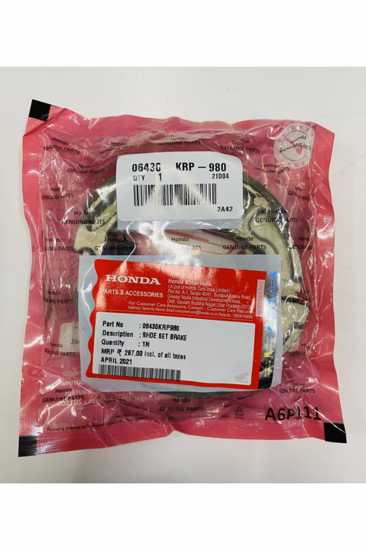 تجهیزات ترمز موتورسیکلت پد جلو را بزنید Honda