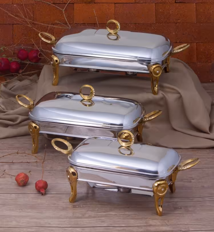 سوفله خوری مستطیل  حلقه نگین دو رنگ در سه سایز SAFINOX