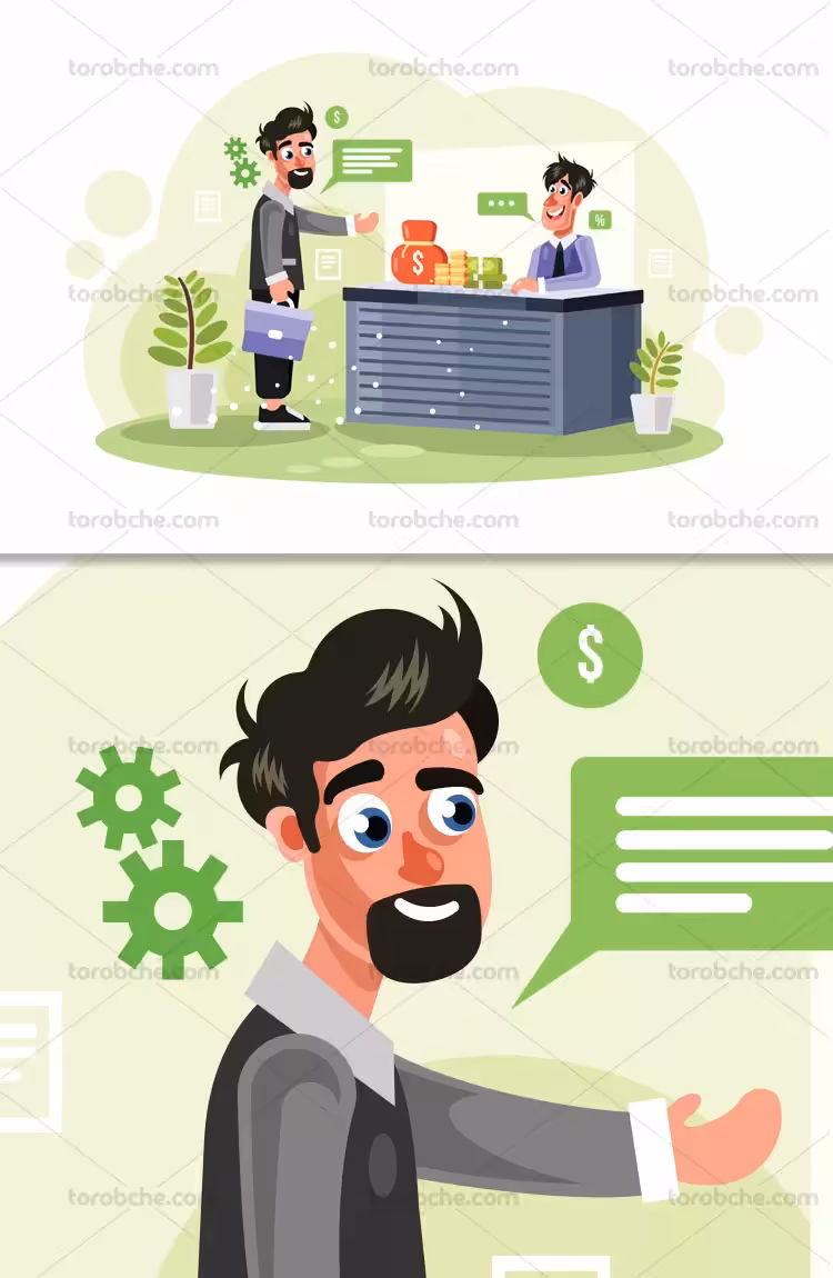 وکتور پس انداز پول در بانک | گرافیک با طعم تربچه