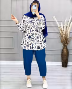 مانتو شلوار زنانه لنین مدل ست شلوارمازراتی
