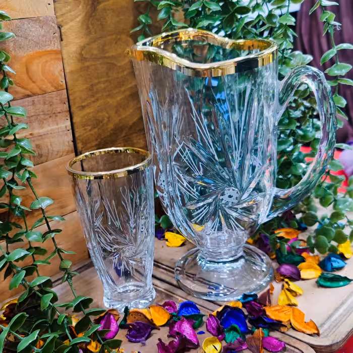 پارچ و لیوان لب طلایی خورشیدی