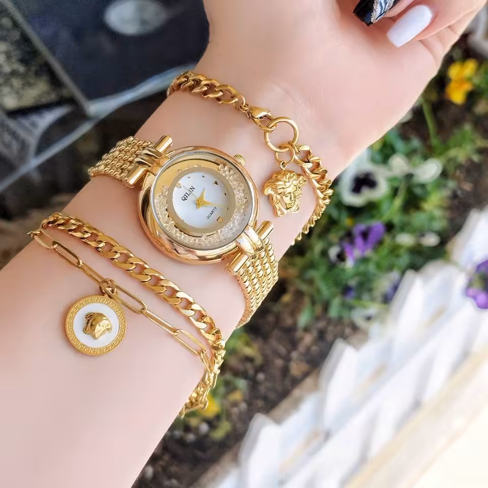 ست ساعت و دستبند و انگشتر رنگ ثابت