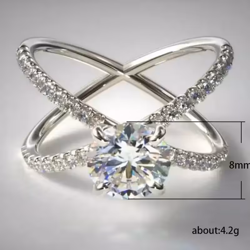 انگشتر نگین بلند طرح ضربدر کدF710