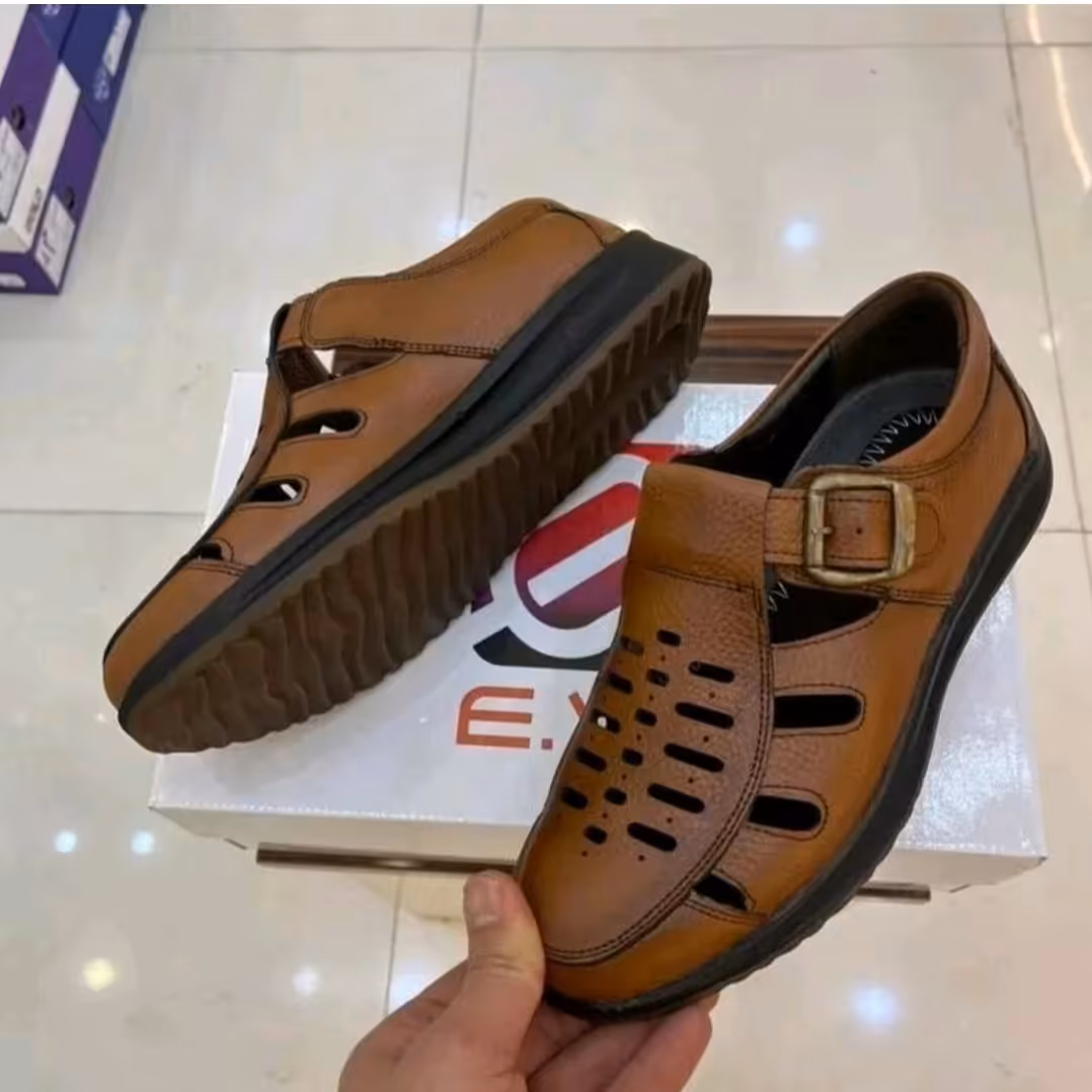 کفش راحتی مردانه  تمام چرم مردانه تابستانی
