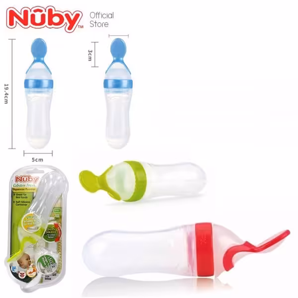 سرلاک خوری نابی امریکا با بدنه نرم ژلاتینی و دارای دو عدد سر  XS , XL و محافظ سر قاشق  NUBY