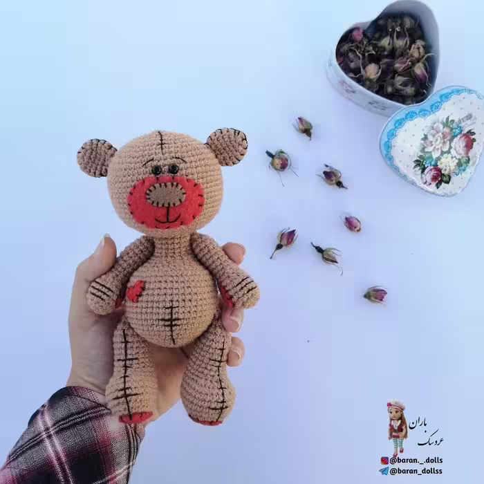 عروسک خرس ابنبات بافتنی