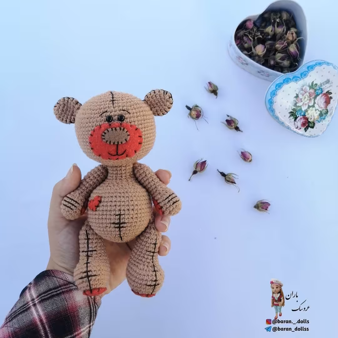 عروسک خرس ابنبات بافتنی
