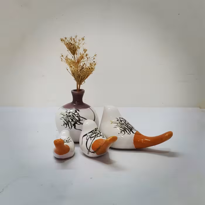 ست پرنده و انار سرامیکی شعرنوشته کد 7