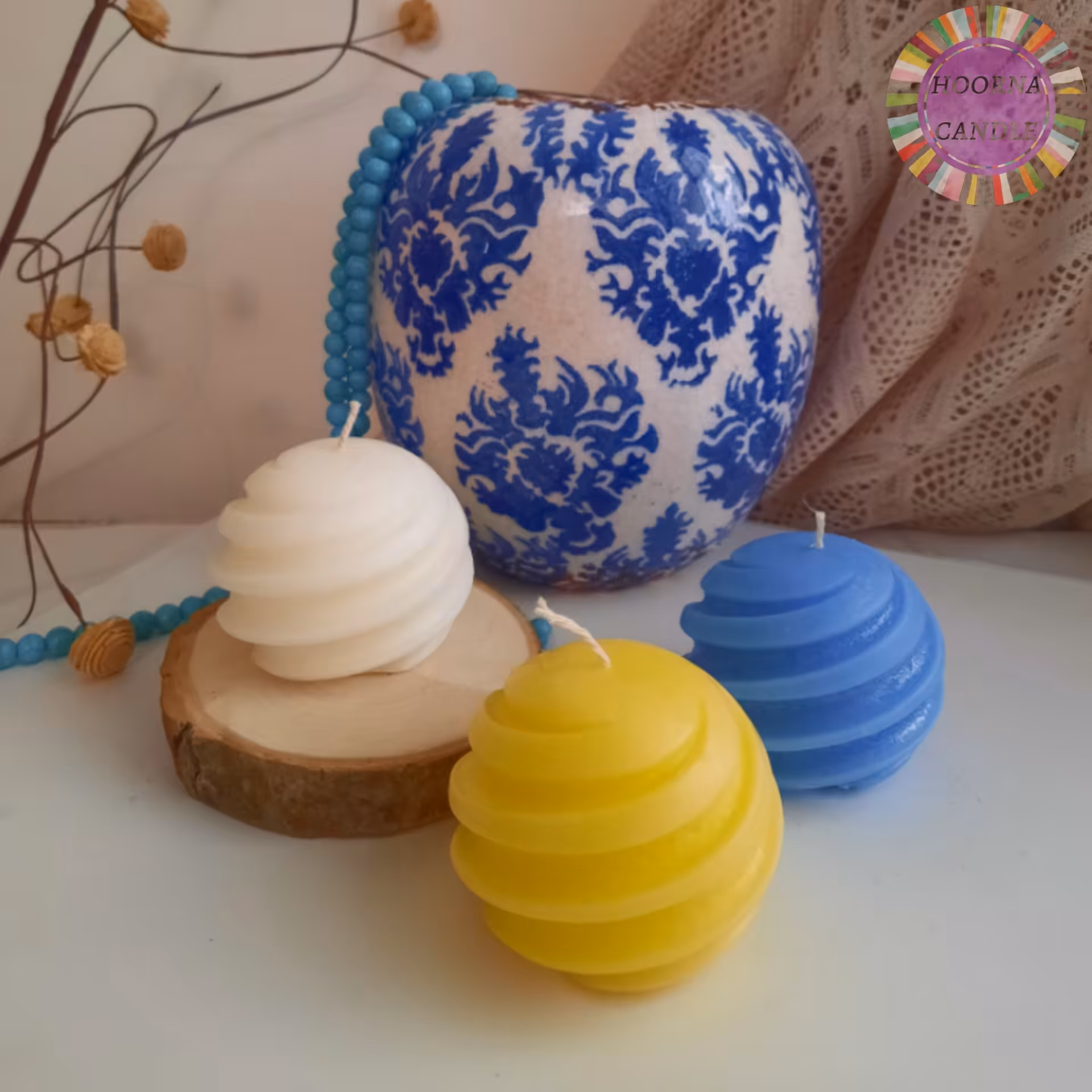 شمع گوی اسپیرال شمعی تزئینی زیبا و شیک مناسب برای دکوراسیون منزل شما 