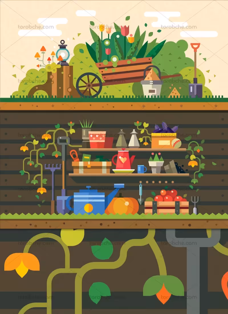 وکتور ابزار باغبانی خلاقانه | گرافیک با طعم تربچه
