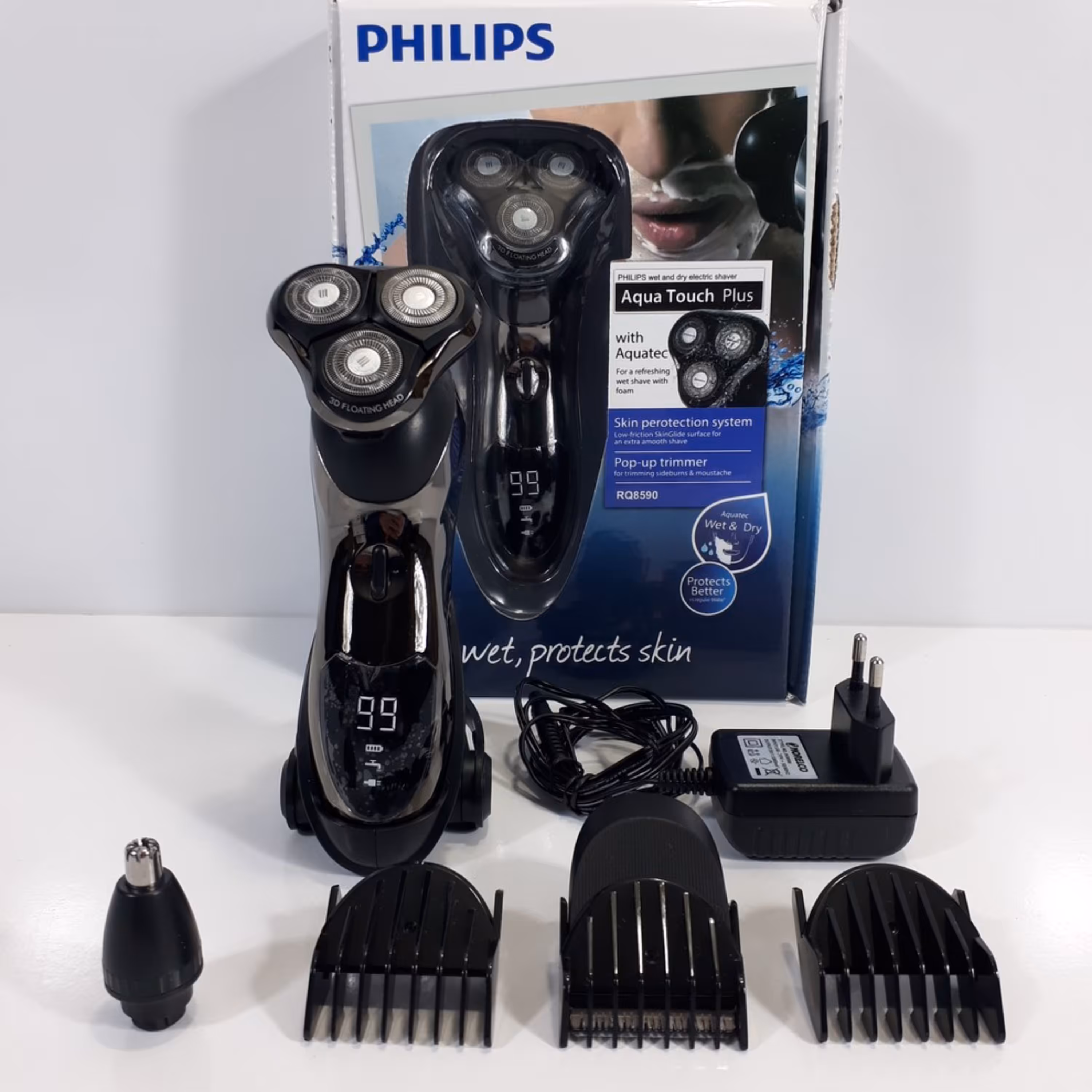 ریش تراش ضدآب و ضدحساسیت چهار کاره فیلیپس دارای نمایشگر دیجیتال PHILIPS 8590 22