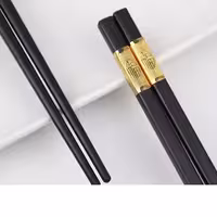 چوب غذاخوری چاپستیک طرح رومی دوعددی  (جفتی ) مشکی با طراحی  طلاکوب   رنگ طلایی