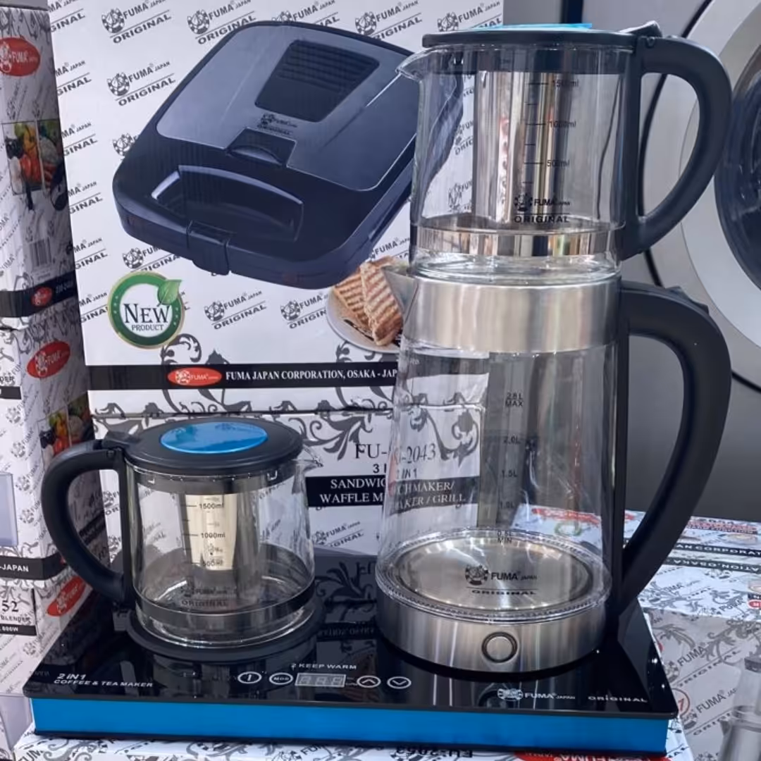 چای ساز فوما روی هم دو قوری شیشه ای فوما مدل FU-2053(کد1)