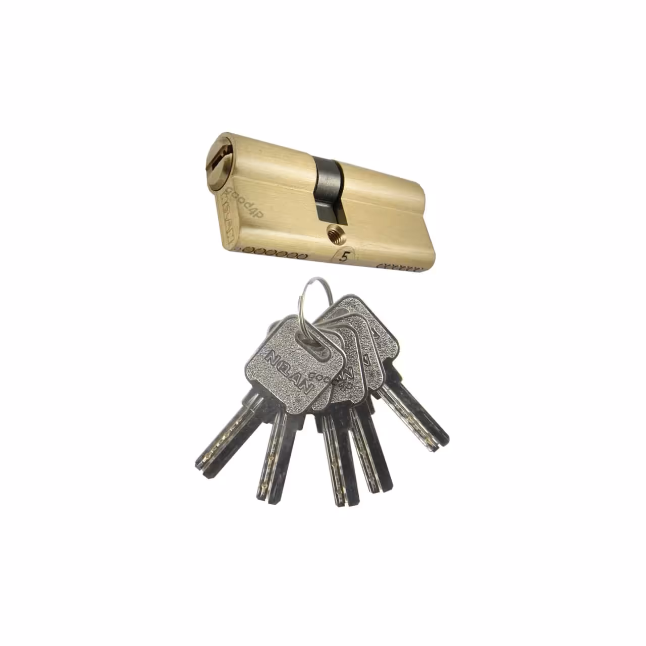 سیلندر ( مغزی ) قفل توکار 70 میلی متری 5 کلید کامپیوتری طلایی نولان