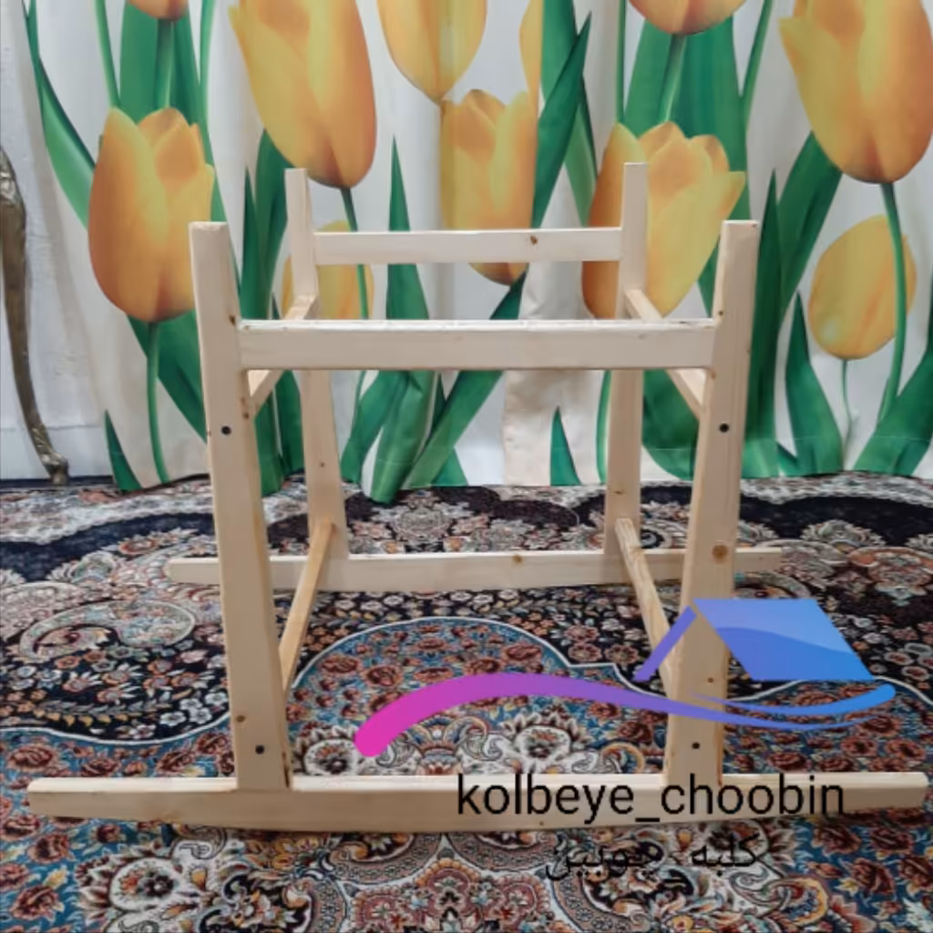 پایه گهواره (ننو) چوبی برای نی نی خواب های حصیری و تریکو جنس روس در رنگ های روشن و تیره (هزینه ارسال درب منزل)