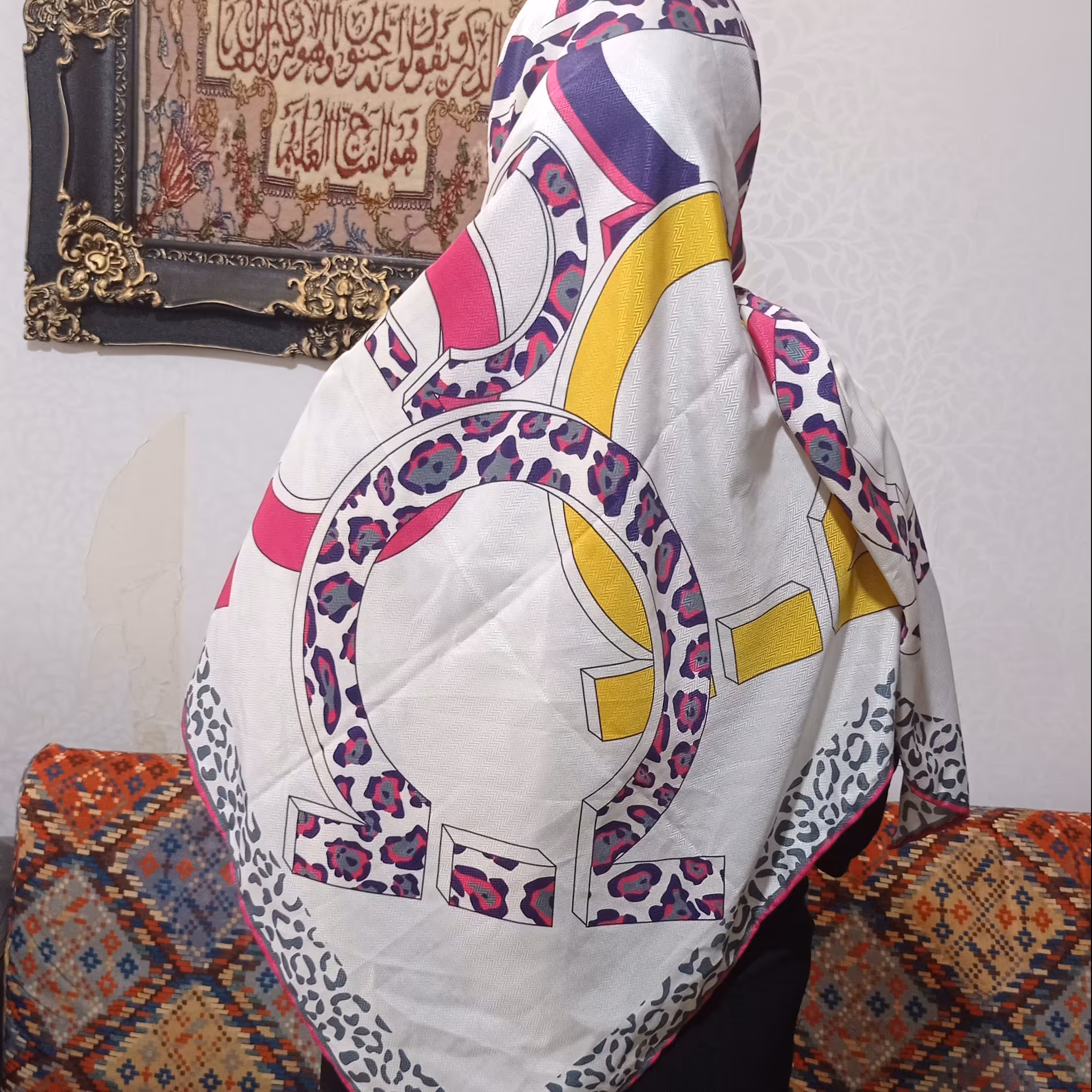 روسری نخی دور پلنگی