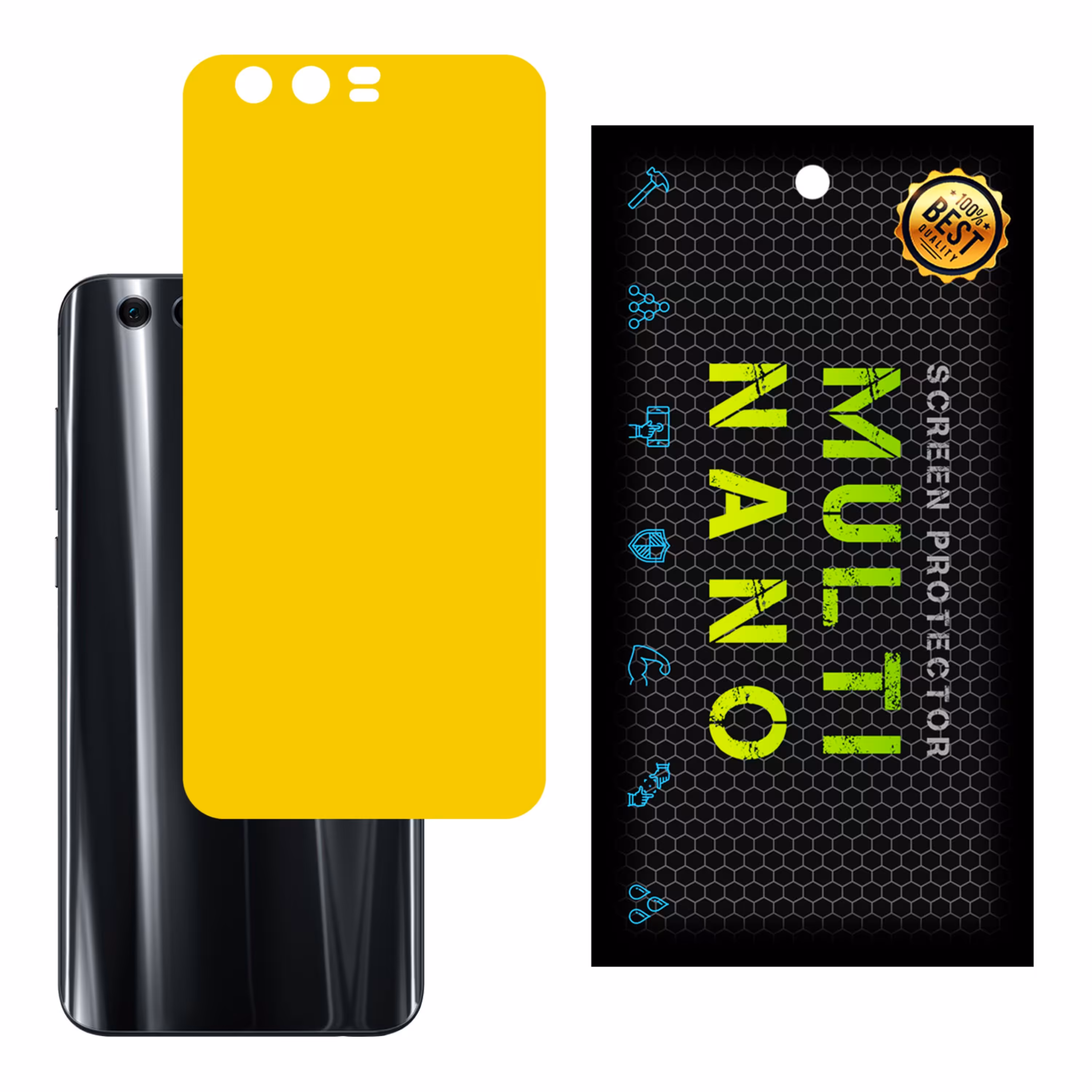 برچسب پوششی MultiNano مدل X-F1M-Yellow برای پشت موبایل هواوی  Honor 9 