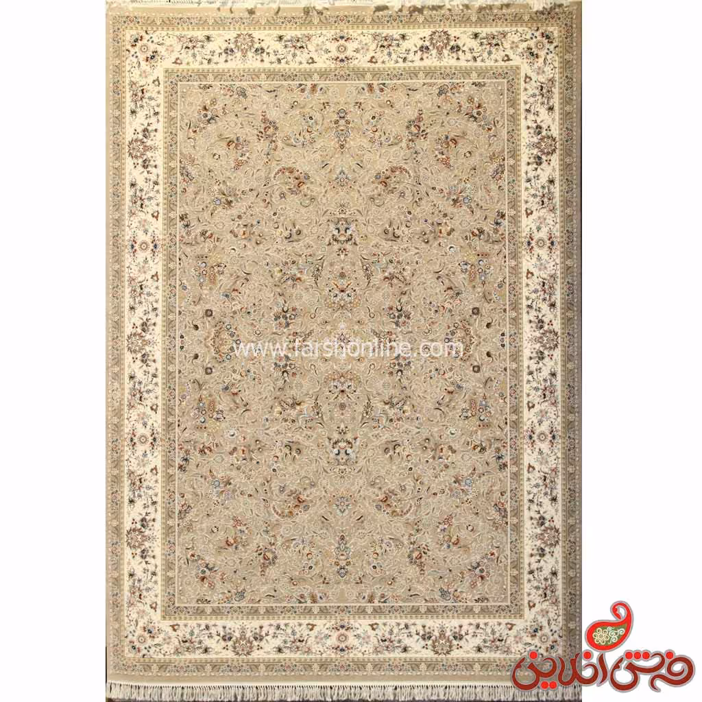 فرش زمرد مشهد برجسته طرح 37001 بژ