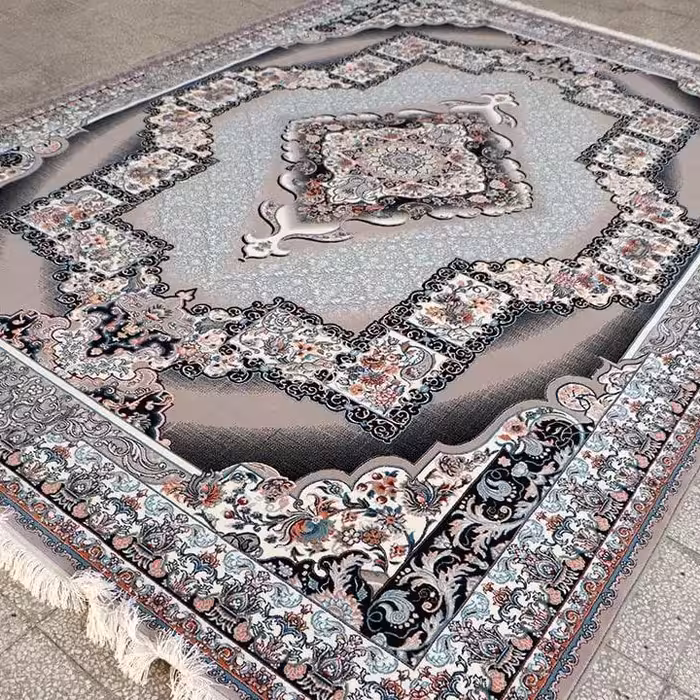 فرش  اکرلیک  12 متری 700 شانه طرح چشمه رنگ فیلی کد N247