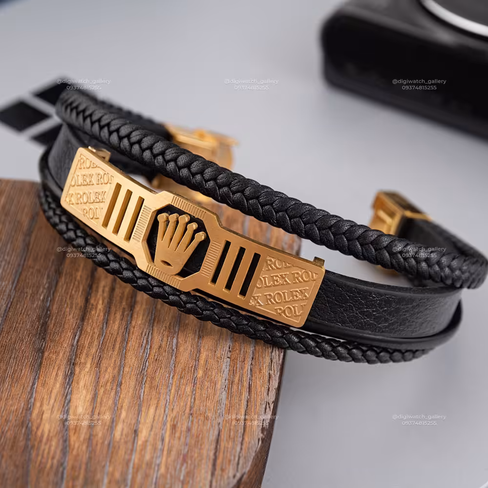 دستبند چرمی 2 دور برند Rolex