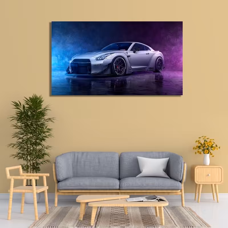 تابلو شاسی طرح ماشین اسپرت مدل Nissan GTR اندازه 50 در 70