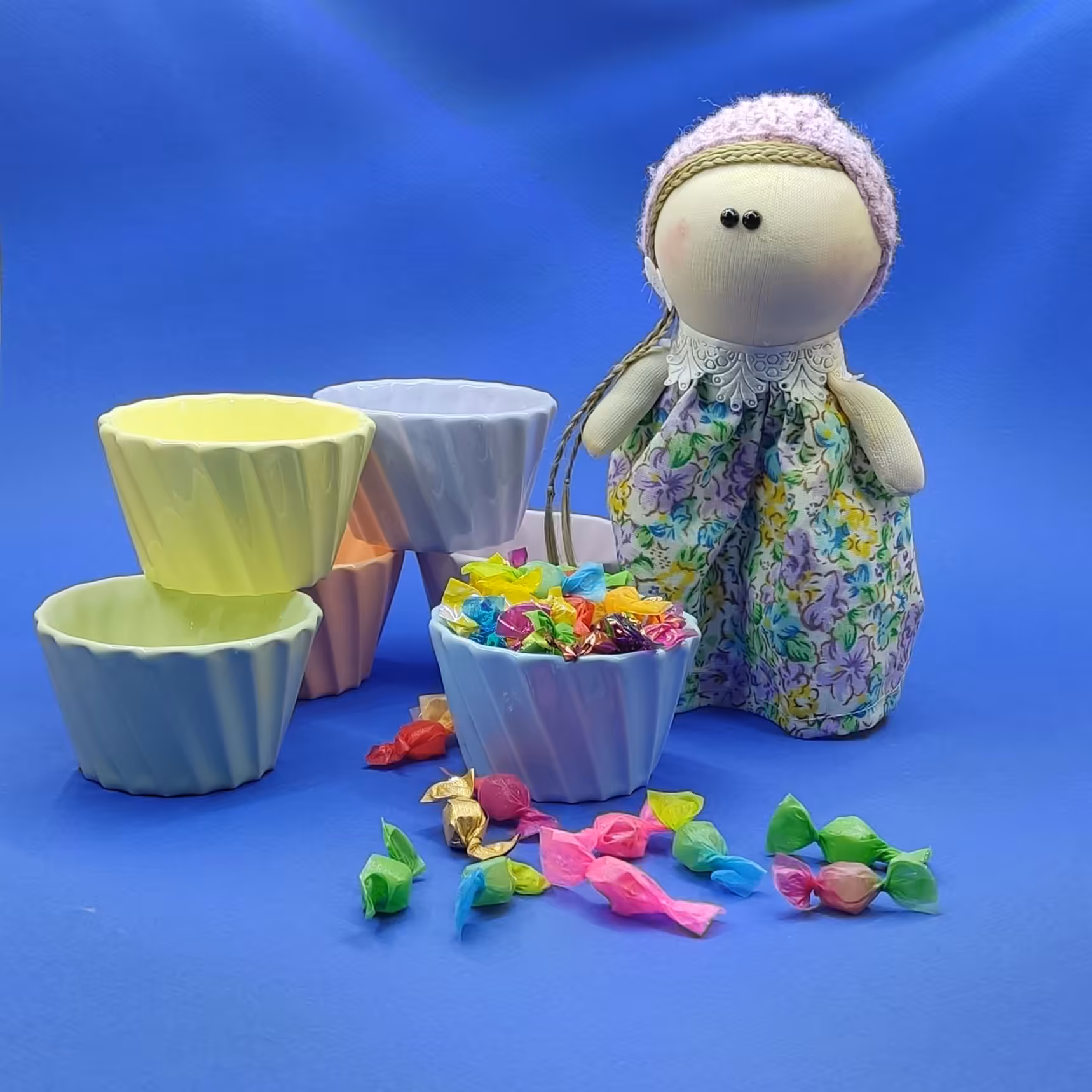 پیاله سرامیکی مدل حلزونی در شش رنگ پاستیلی