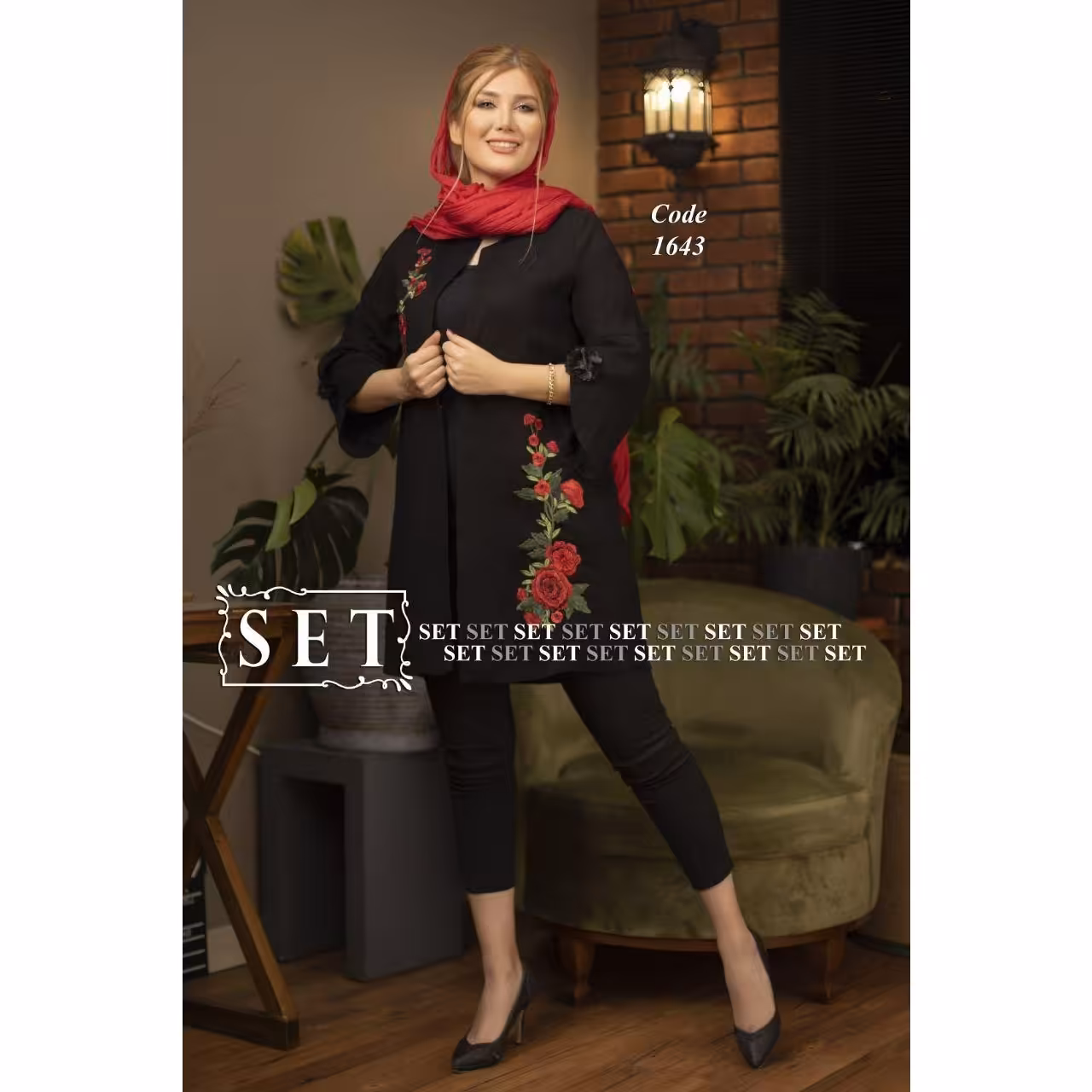 مانتو زنانه مدل رزمهر مشکی کد 1643