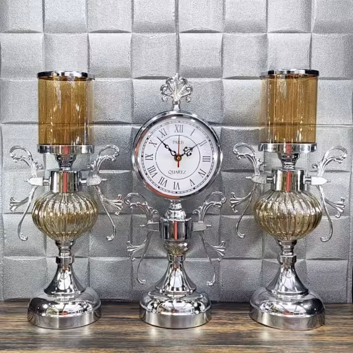 ست ساعت و شمعدان رومیزی جدید