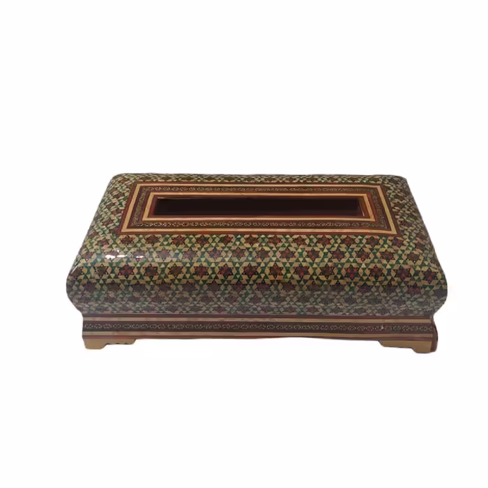 جعبه جا دستمال کاغذی خاتم کاری