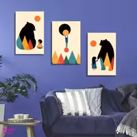 تابلو شاسی بکلیت طرح دکوری مدرن سبک مینیمال آرت مدل SH-1504 مجموعه 3 عددی